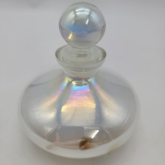 Vintage Iridescent Glass Perfume Bottle With Stopper