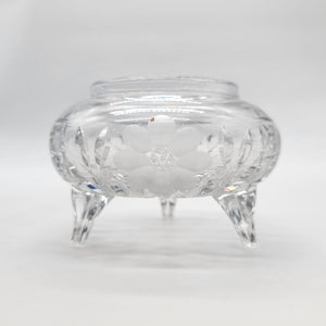 Antique Cut Crystal Footed Bowl With Flower Etching