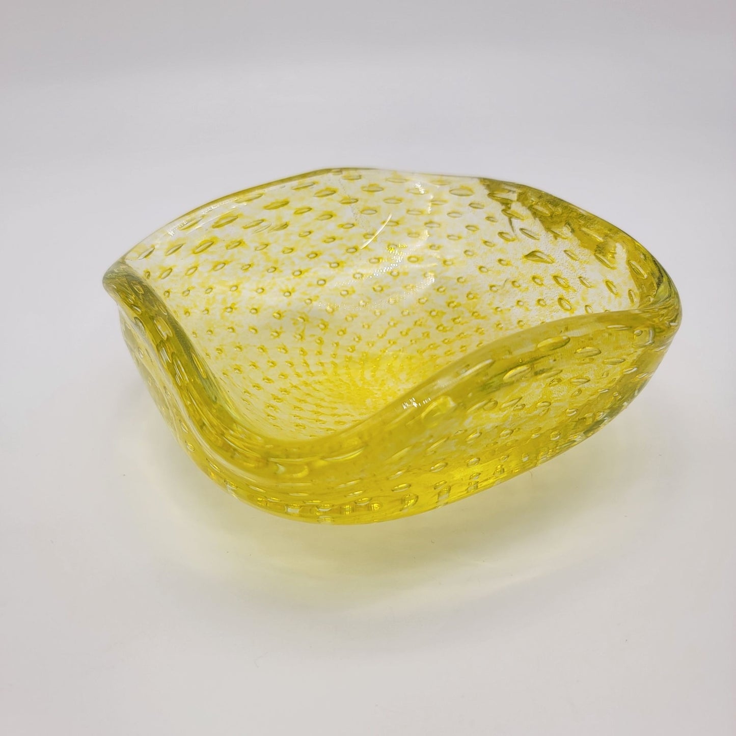 Carlo Scarpa Venini Mid-Century Murano Glass Bullicante Square Bowl