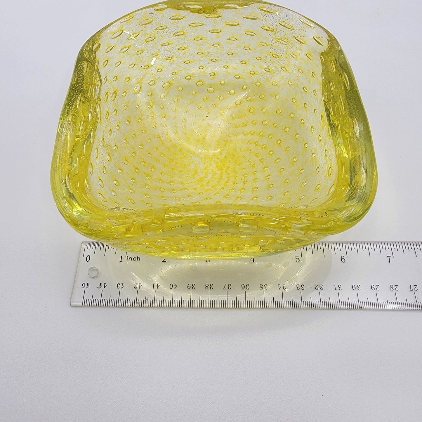 Carlo Scarpa Venini Mid-Century Murano Glass Bullicante Square Bowl