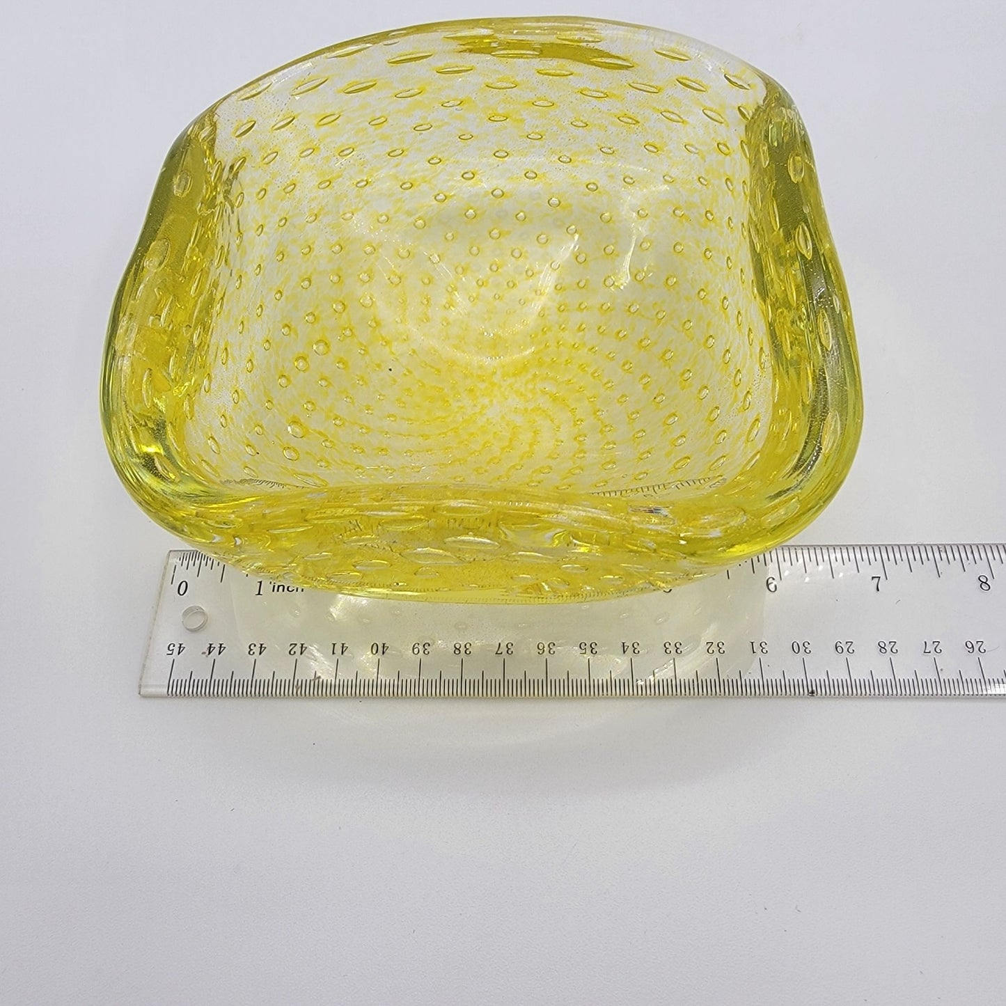 Carlo Scarpa Venini Mid-Century Murano Glass Bullicante Square Bowl