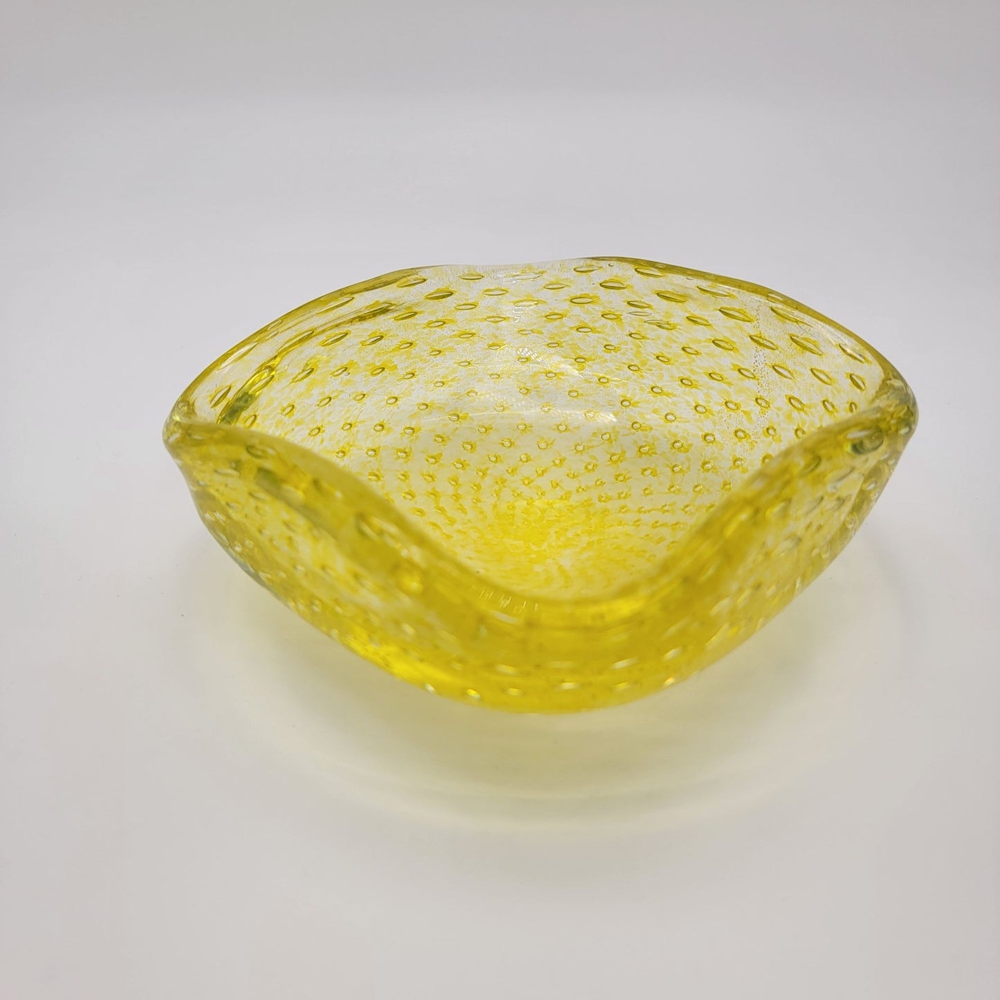 Carlo Scarpa Venini Mid-Century Murano Glass Bullicante Square Bowl