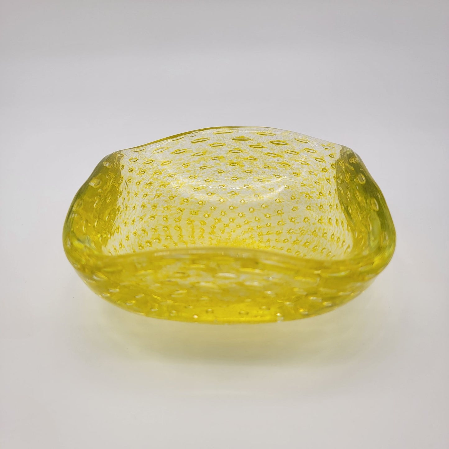 Carlo Scarpa Venini Mid-Century Murano Glass Bullicante Square Bowl