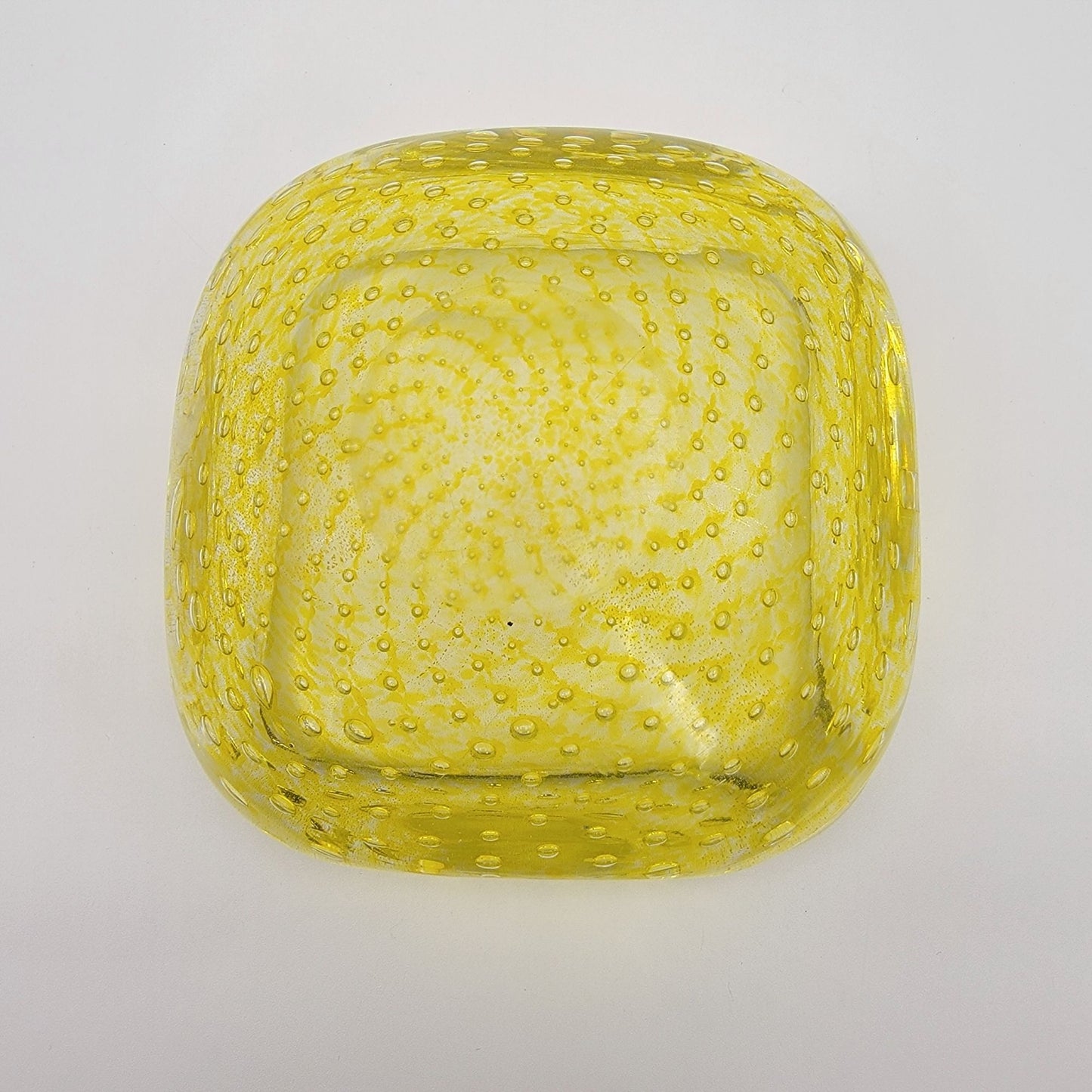 Carlo Scarpa Venini Mid-Century Murano Glass Bullicante Square Bowl