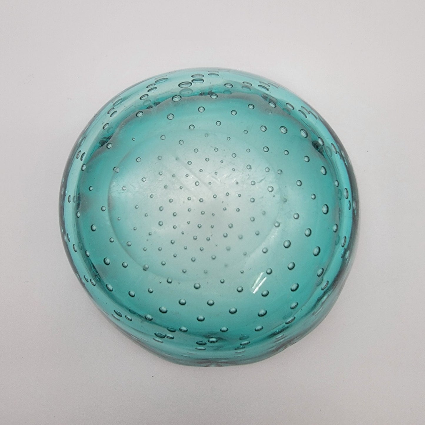 Vintage Murano Bullicante Green Art Glass Bowl