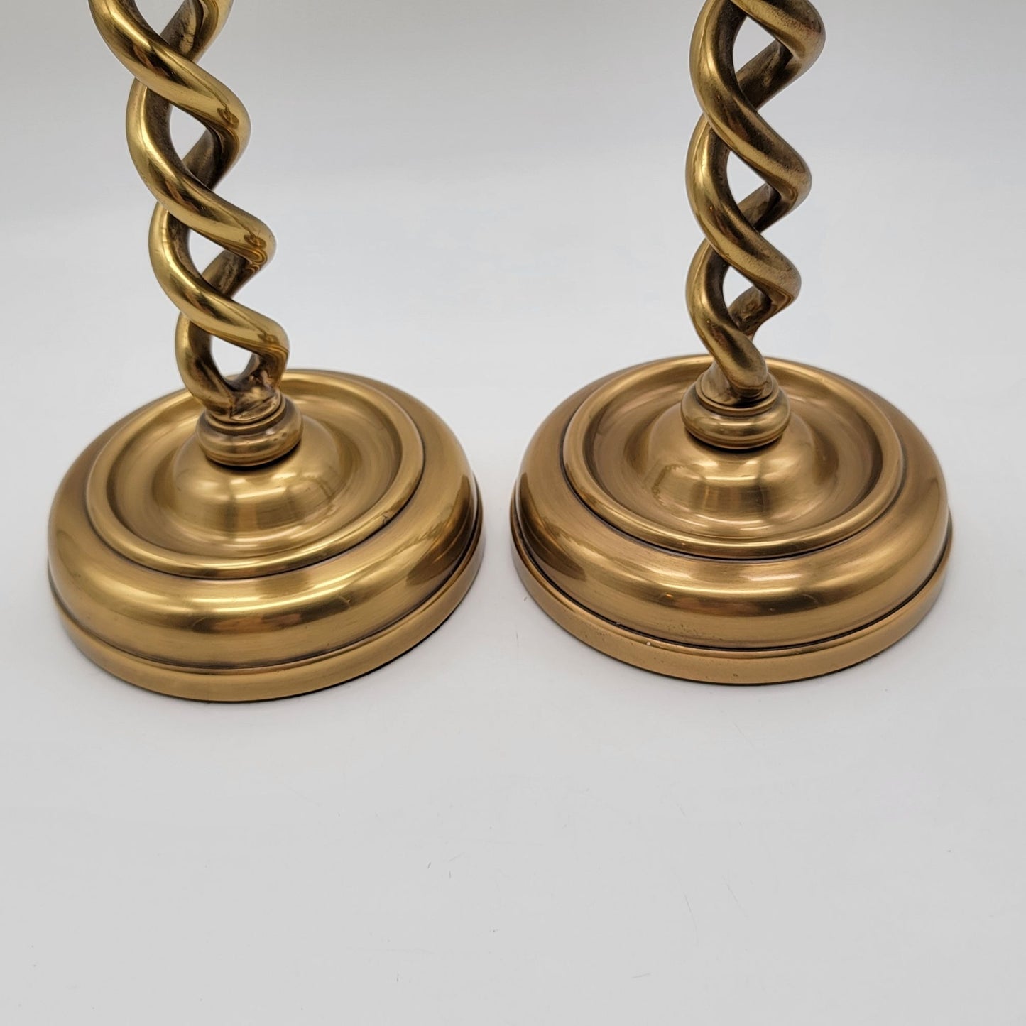 Pair Of Vintage Brass Barley Twist Candlesticks 13"