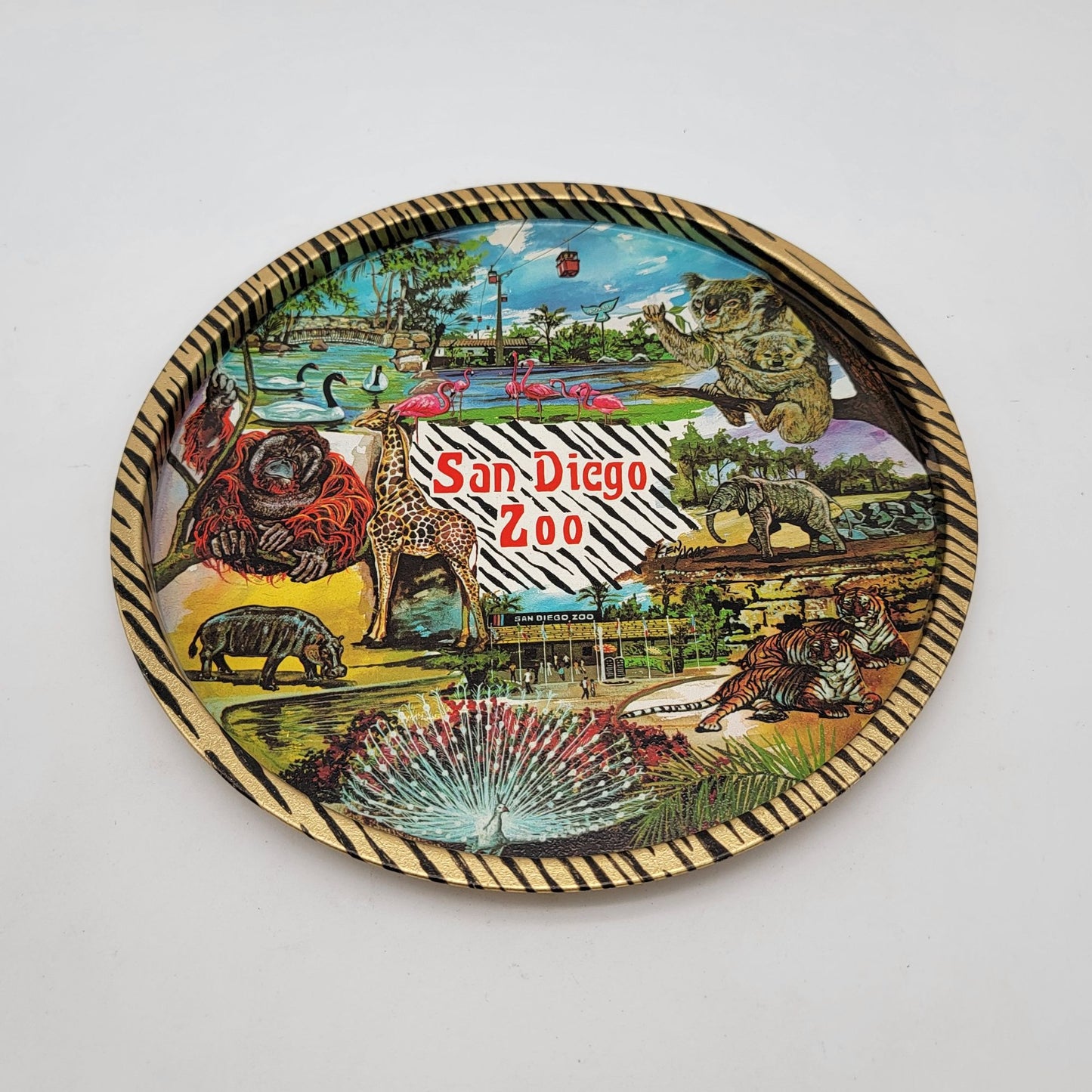 Vintage San Diego Zoo Tin Souvenir Serving Tray
