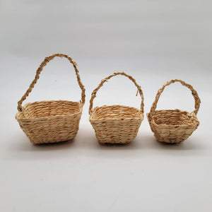 Set Of 3 Nesting Woven Willow Straw Baskets