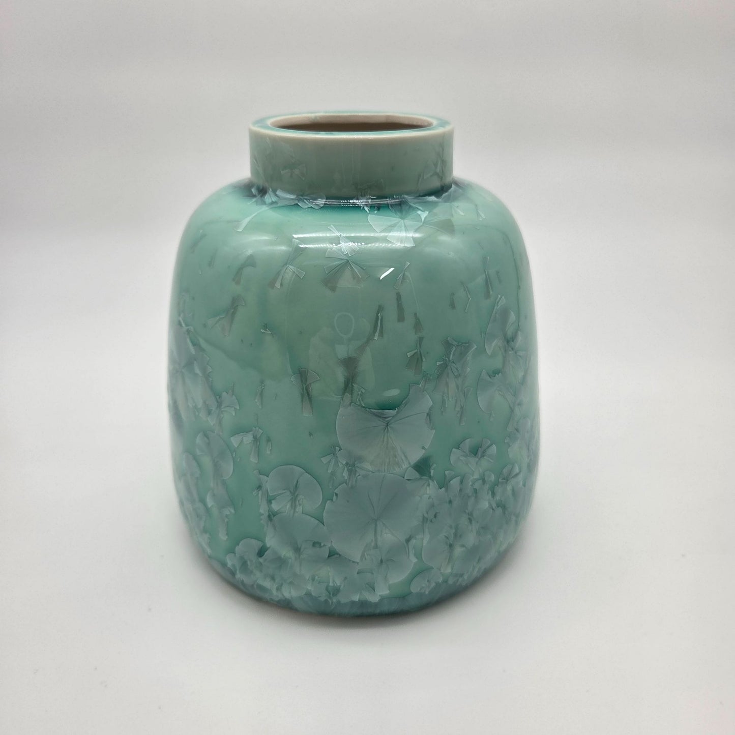 Teal Crystalline Glaze Art Pottery Vase