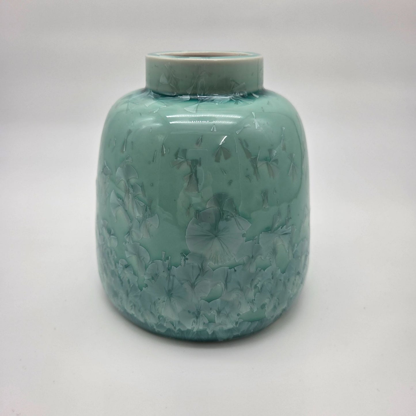 Teal Crystalline Glaze Art Pottery Vase