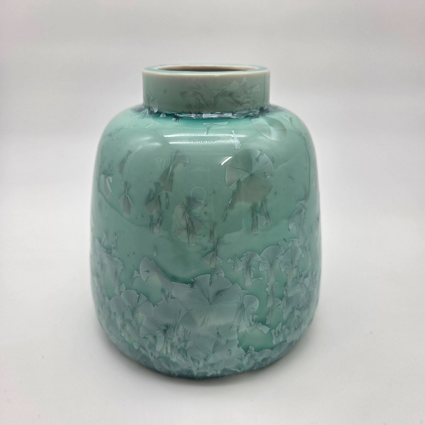 Teal Crystalline Glaze Art Pottery Vase
