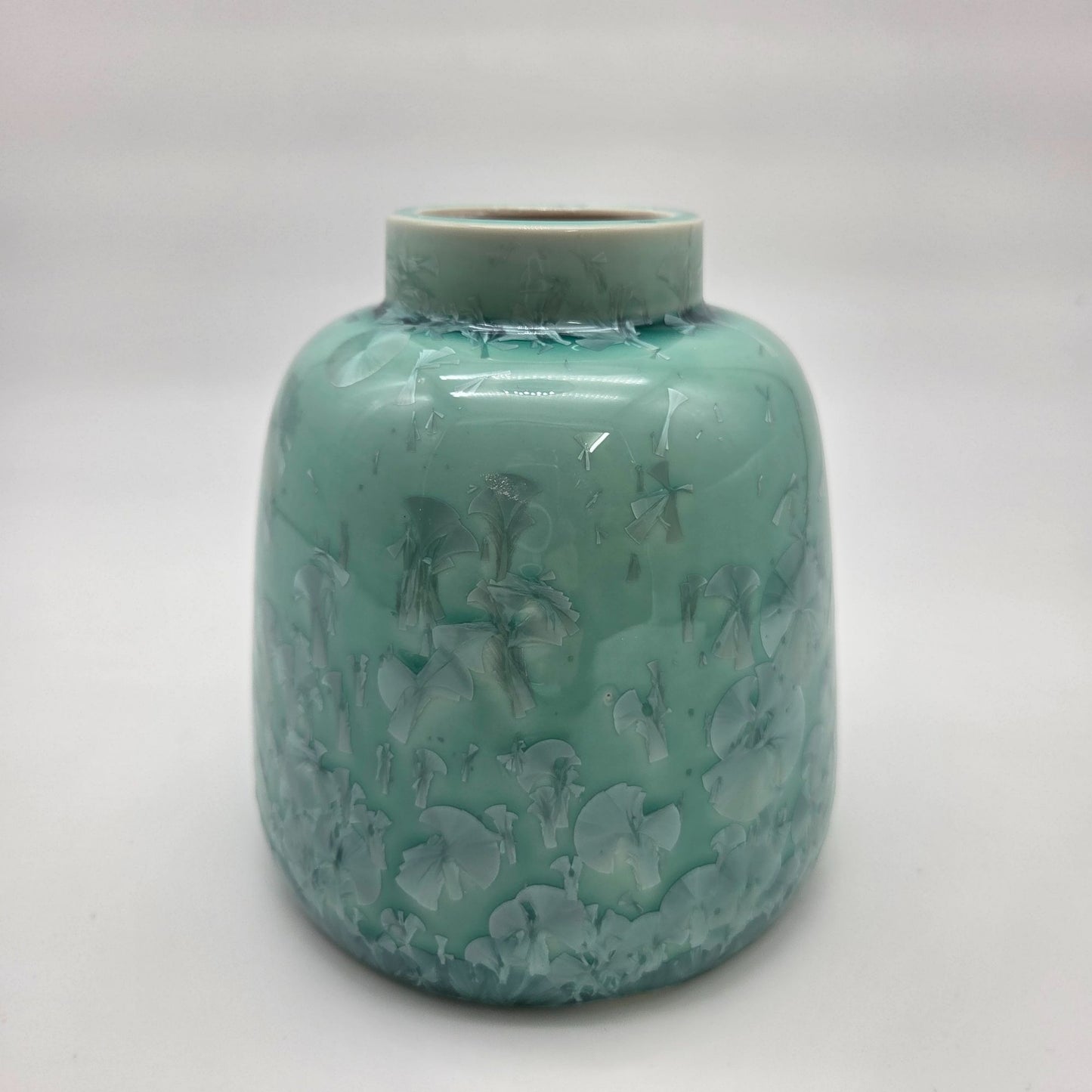 Teal Crystalline Glaze Art Pottery Vase