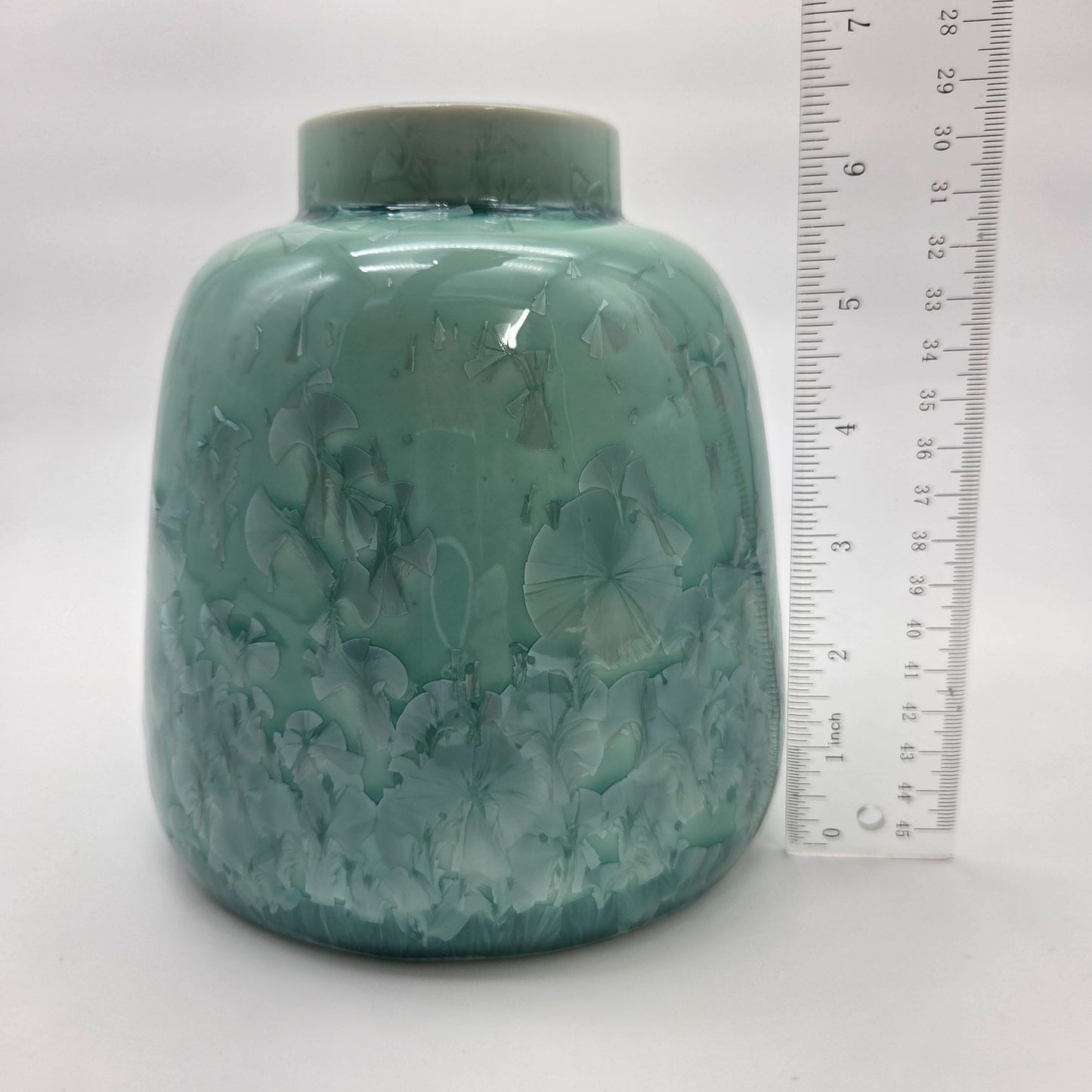 Teal Crystalline Glaze Art Pottery Vase