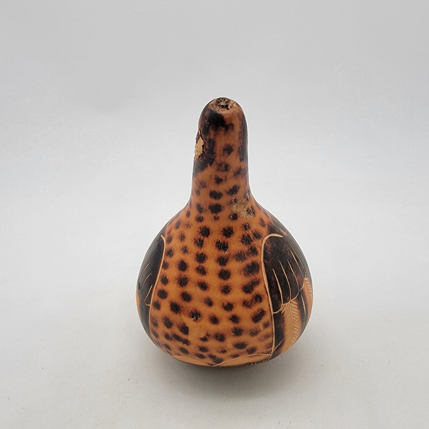 Vintage Peruvian Folk Art Hand Carved Bird Gourd Rattle