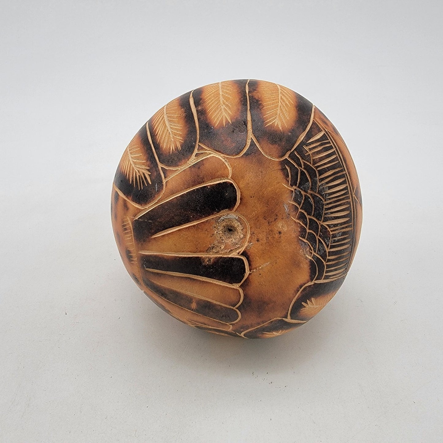 Vintage Peruvian Folk Art Hand Carved Bird Gourd Rattle