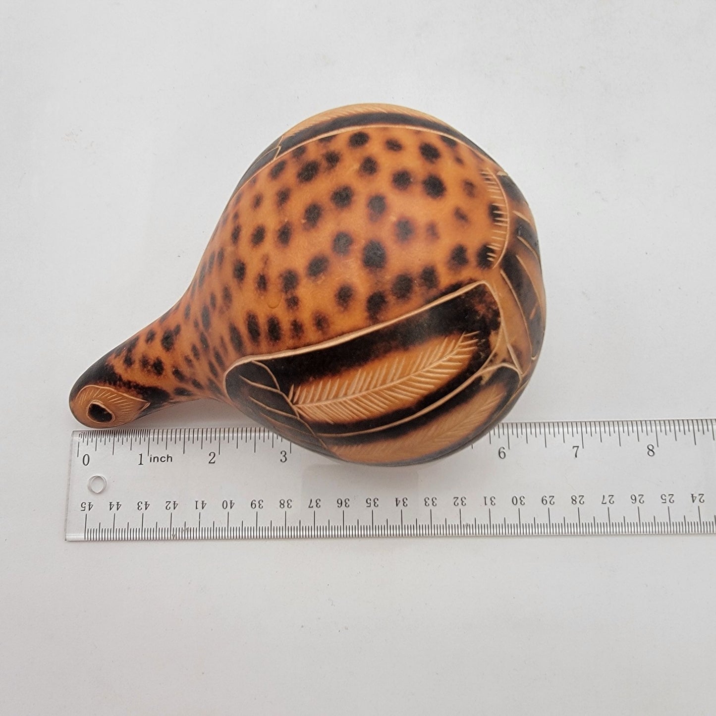 Vintage Peruvian Folk Art Hand Carved Bird Gourd Rattle