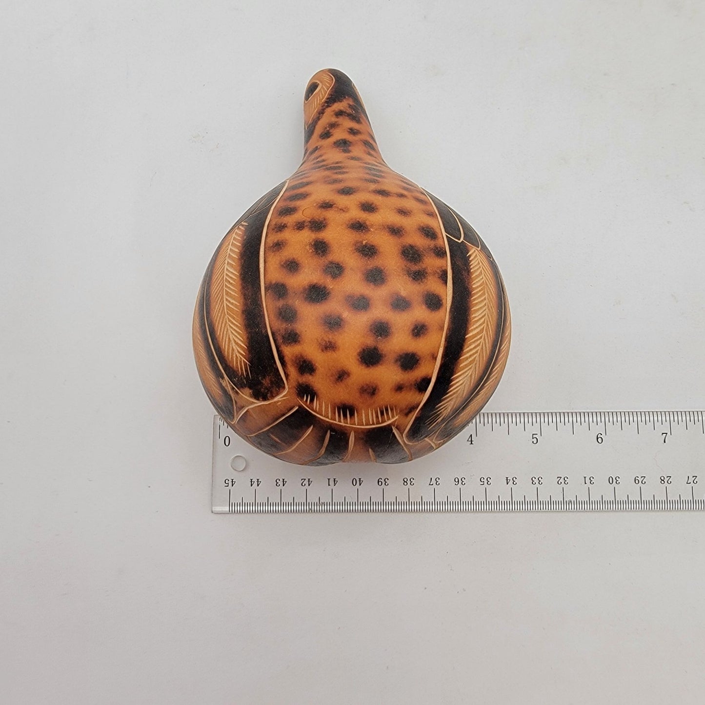 Vintage Peruvian Folk Art Hand Carved Bird Gourd Rattle