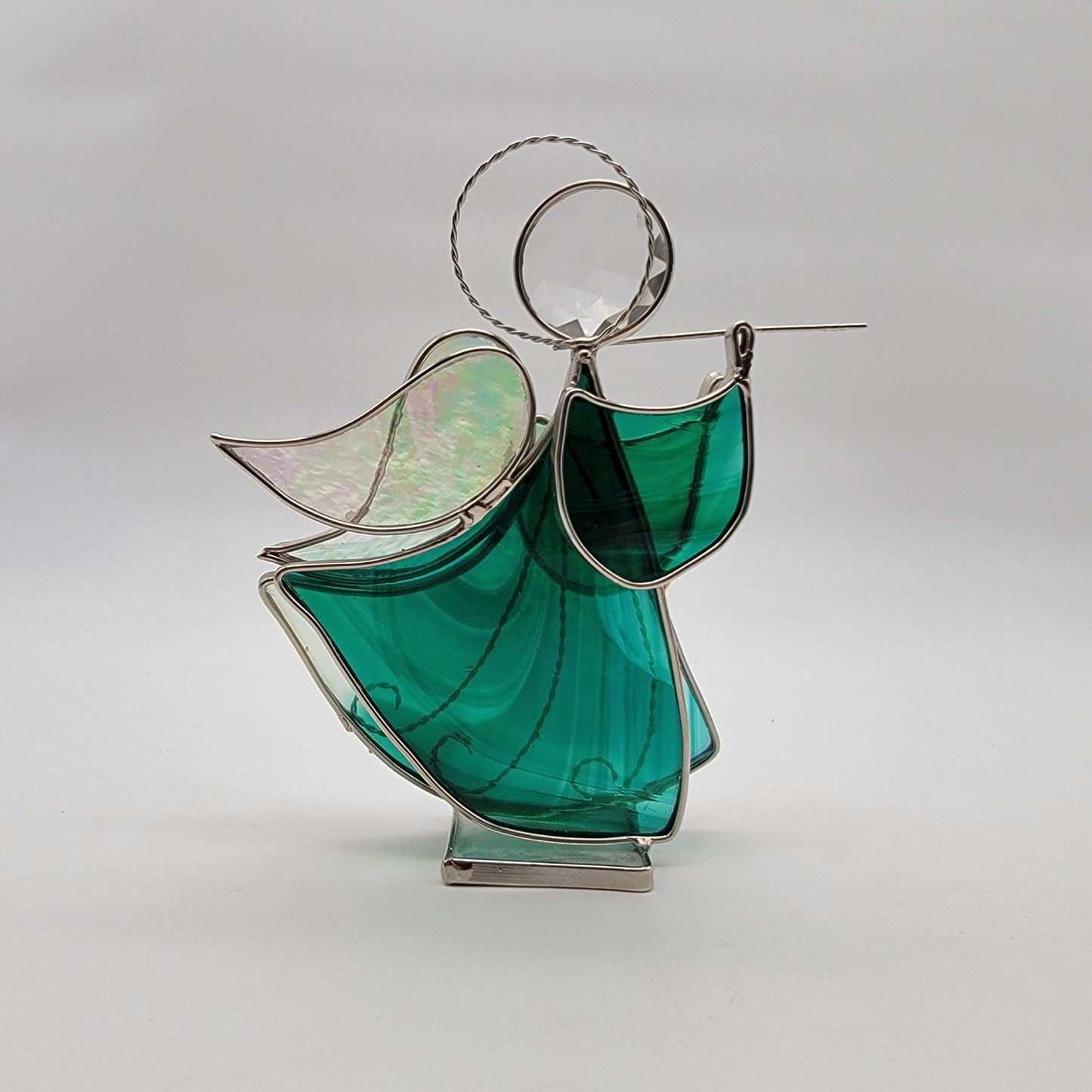 Stained Glass Angel Playing the Flute Sculpture
