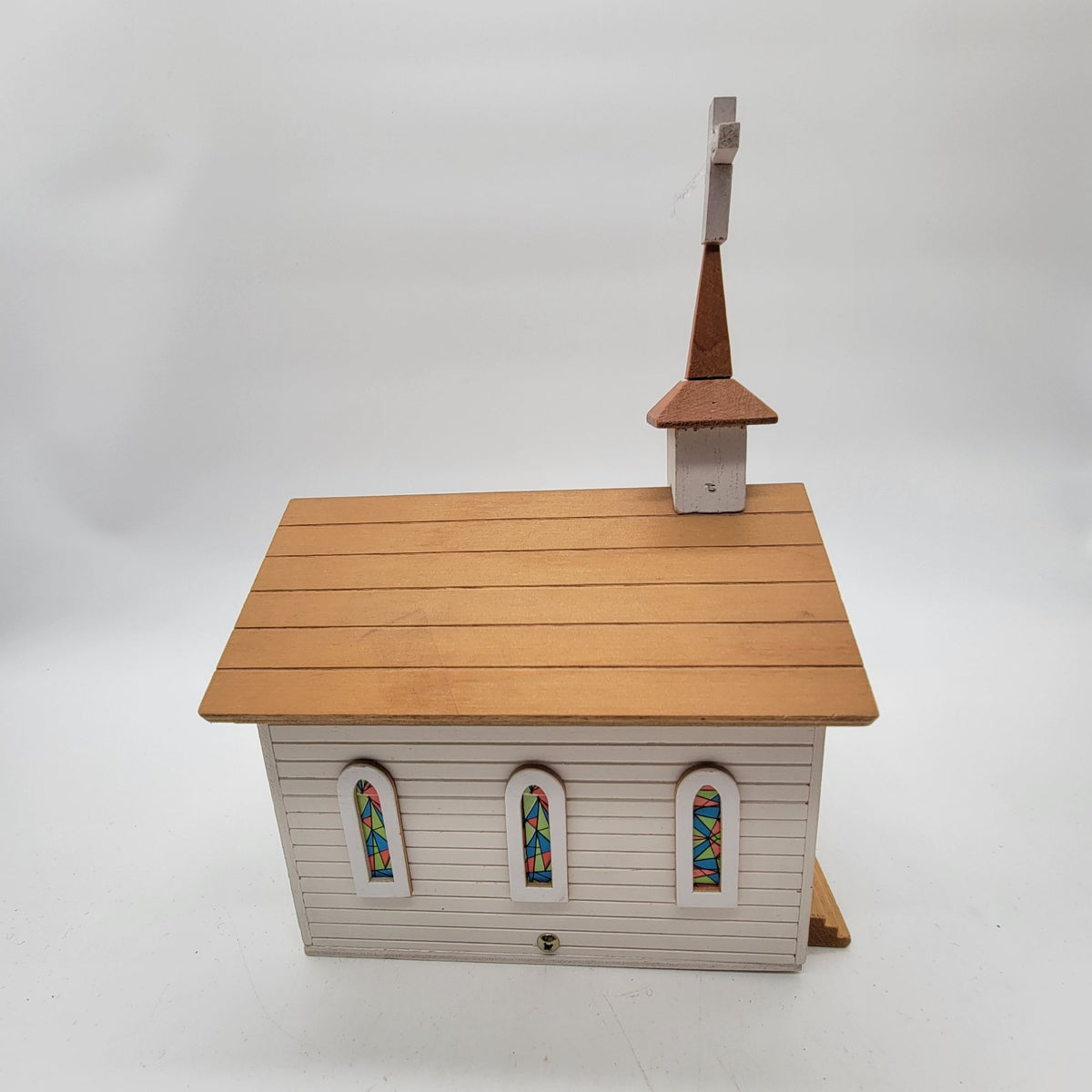 Wood Country Church Animated Mechanical Music Box Amazing Grace