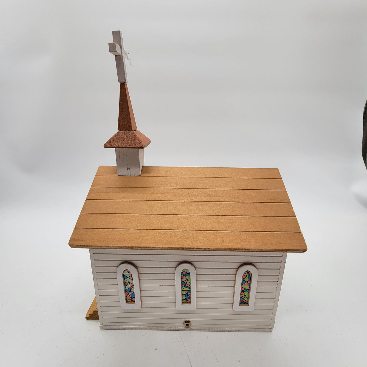 Wood Country Church Animated Mechanical Music Box Amazing Grace