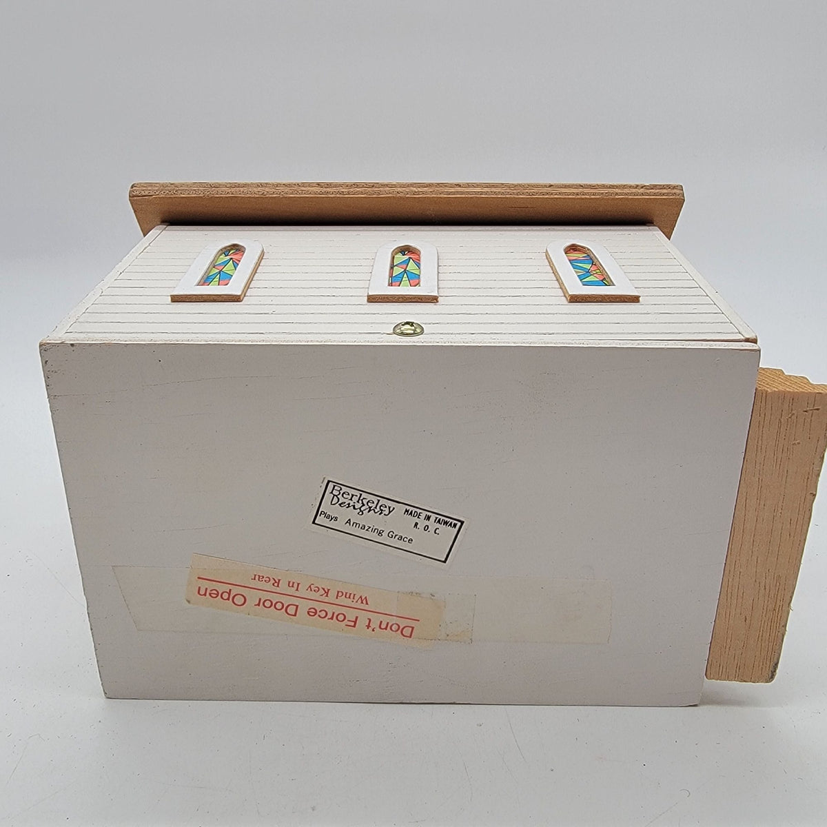 Wood Country Church Animated Mechanical Music Box Amazing Grace