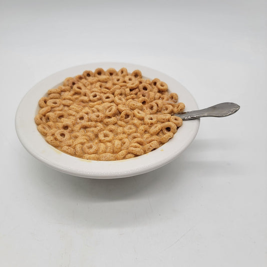 Faux Bowl of Cheerios Cereal With Spoon Fake Food Prop Display