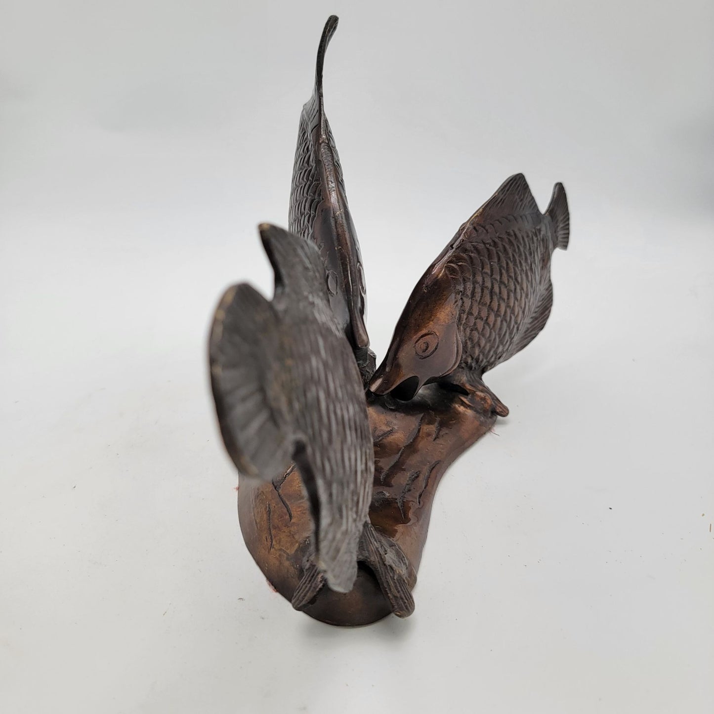 Vintage Bronze Trio of Fish Sculpture