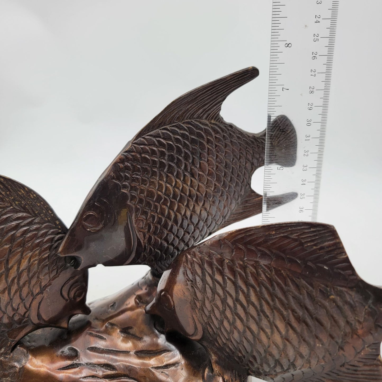 Vintage Bronze Trio of Fish Sculpture