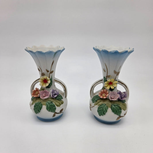 Pair Of Vintage Porcelain Miniature Bud Vases