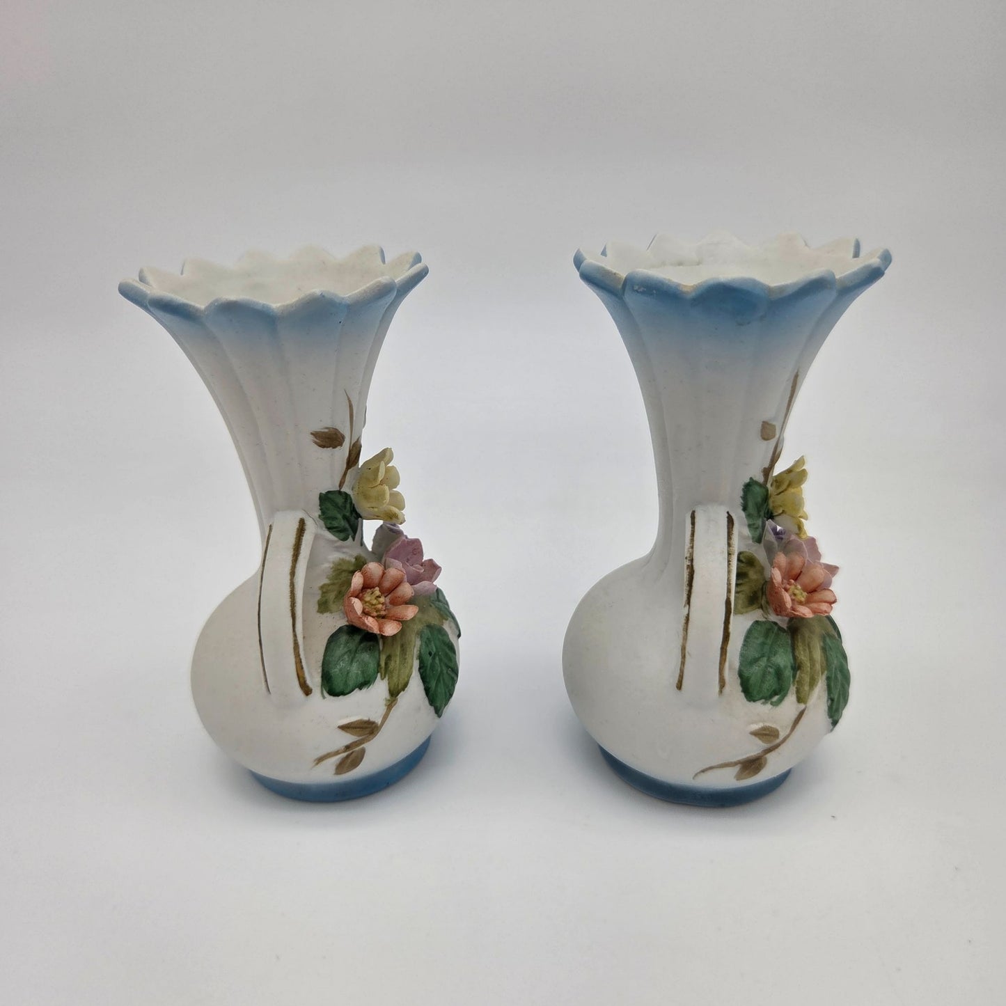 Pair Of Vintage Porcelain Miniature Bud Vases