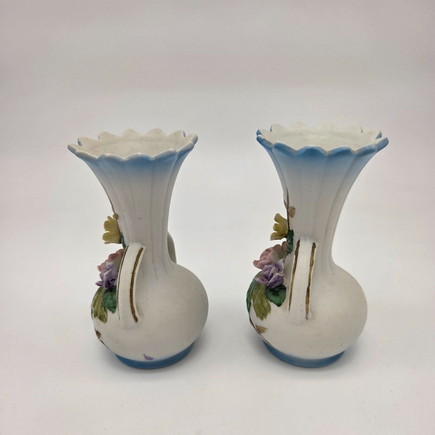 Pair Of Vintage Porcelain Miniature Bud Vases