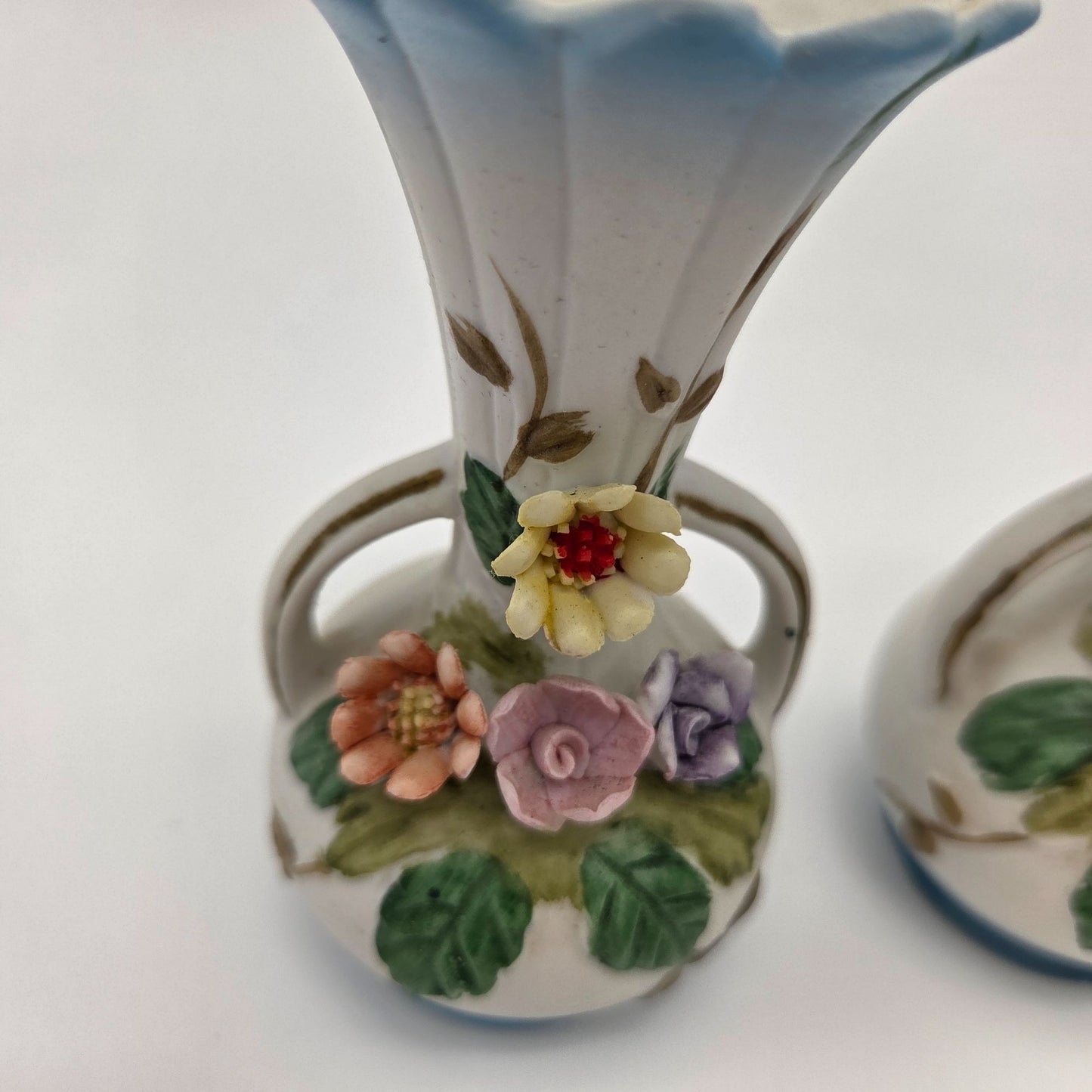 Pair Of Vintage Porcelain Miniature Bud Vases