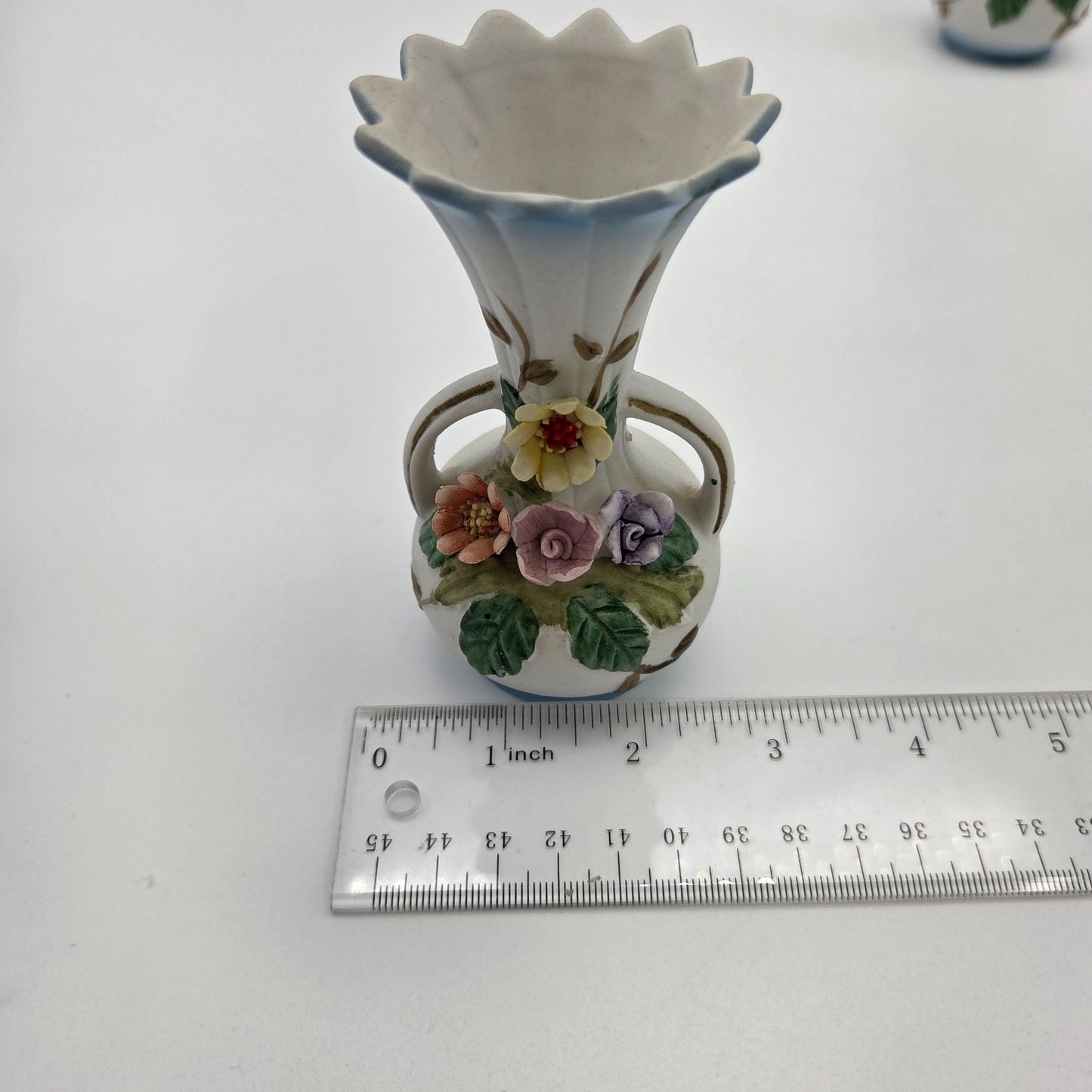 Pair Of Vintage Porcelain Miniature Bud Vases