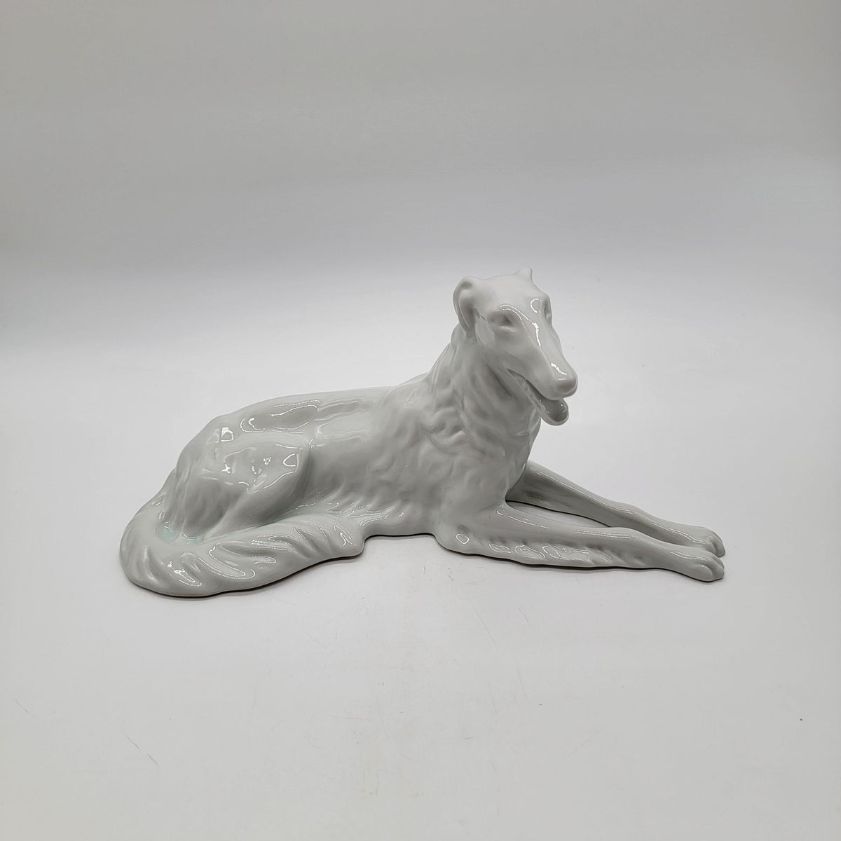 Large Royal Dux Bohemia White Porcelain Russian Wolfhound Borzoi Dog Statue