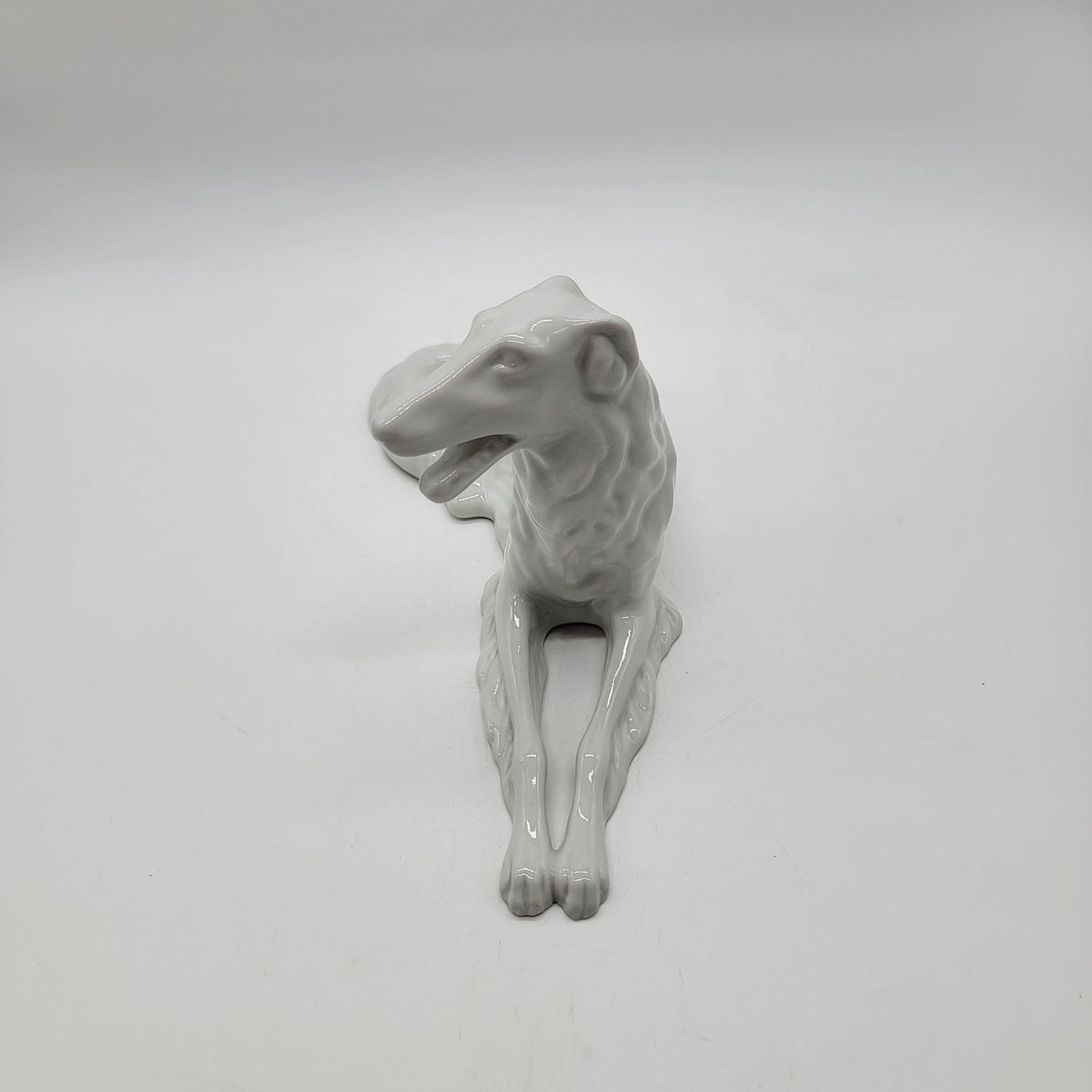 Large Royal Dux Bohemia White Porcelain Russian Wolfhound Borzoi Dog Statue