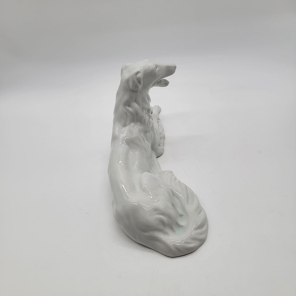 Large Royal Dux Bohemia White Porcelain Russian Wolfhound Borzoi Dog Statue