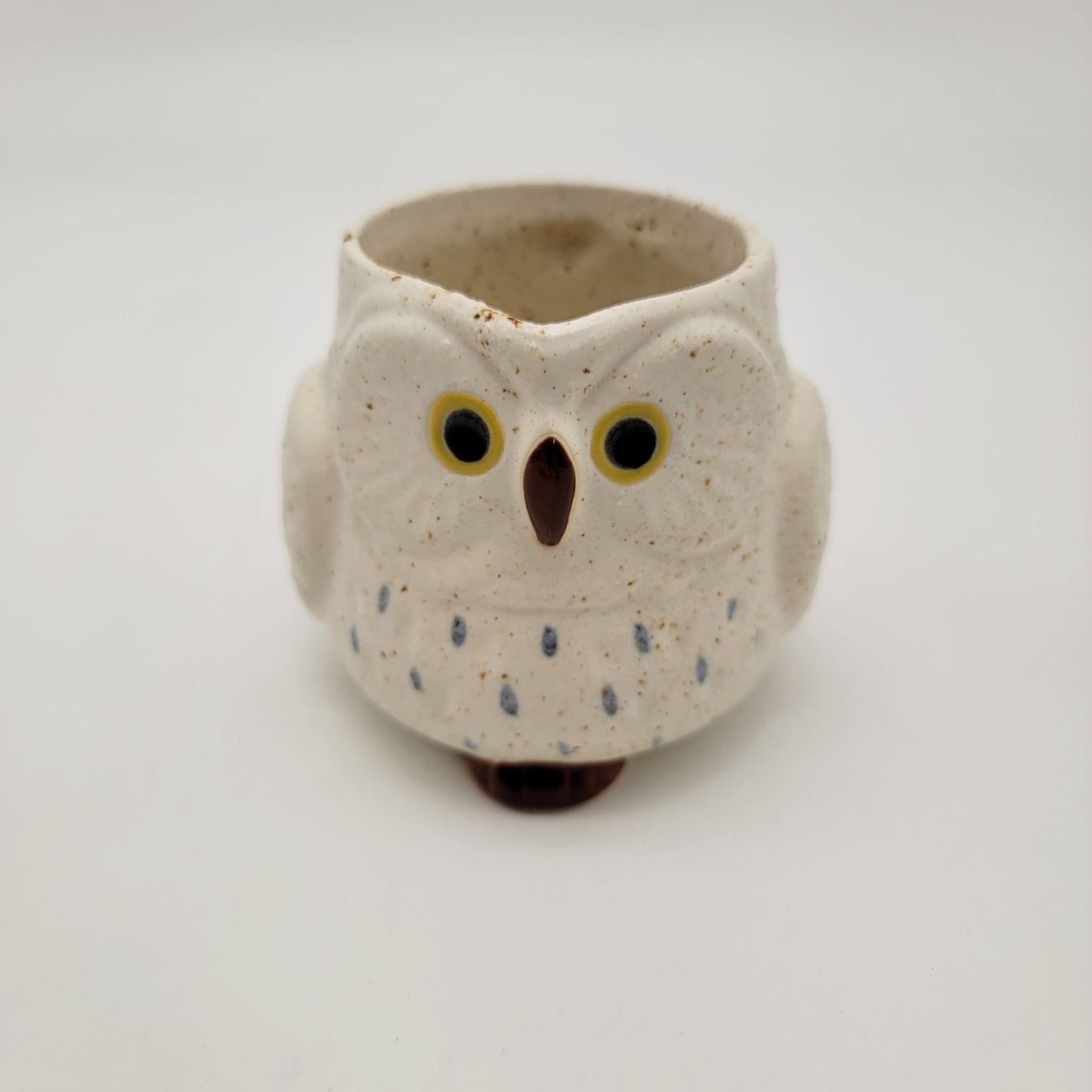 Japanese Mino Ware Pottery 3-D Owl Yunomi Tea Cup