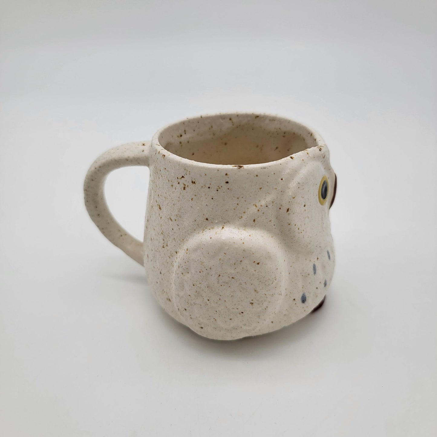 Japanese Mino Ware Pottery 3-D Owl Yunomi Tea Cup