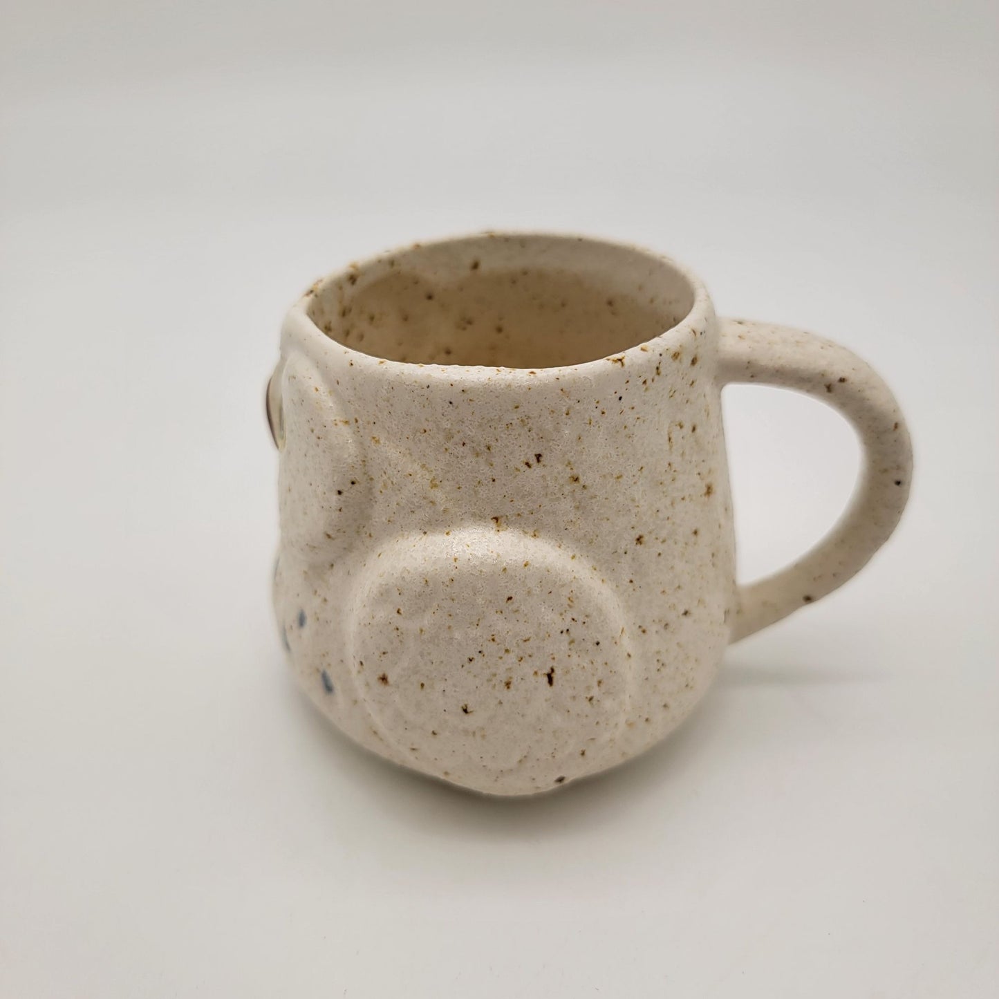 Japanese Mino Ware Pottery 3-D Owl Yunomi Tea Cup