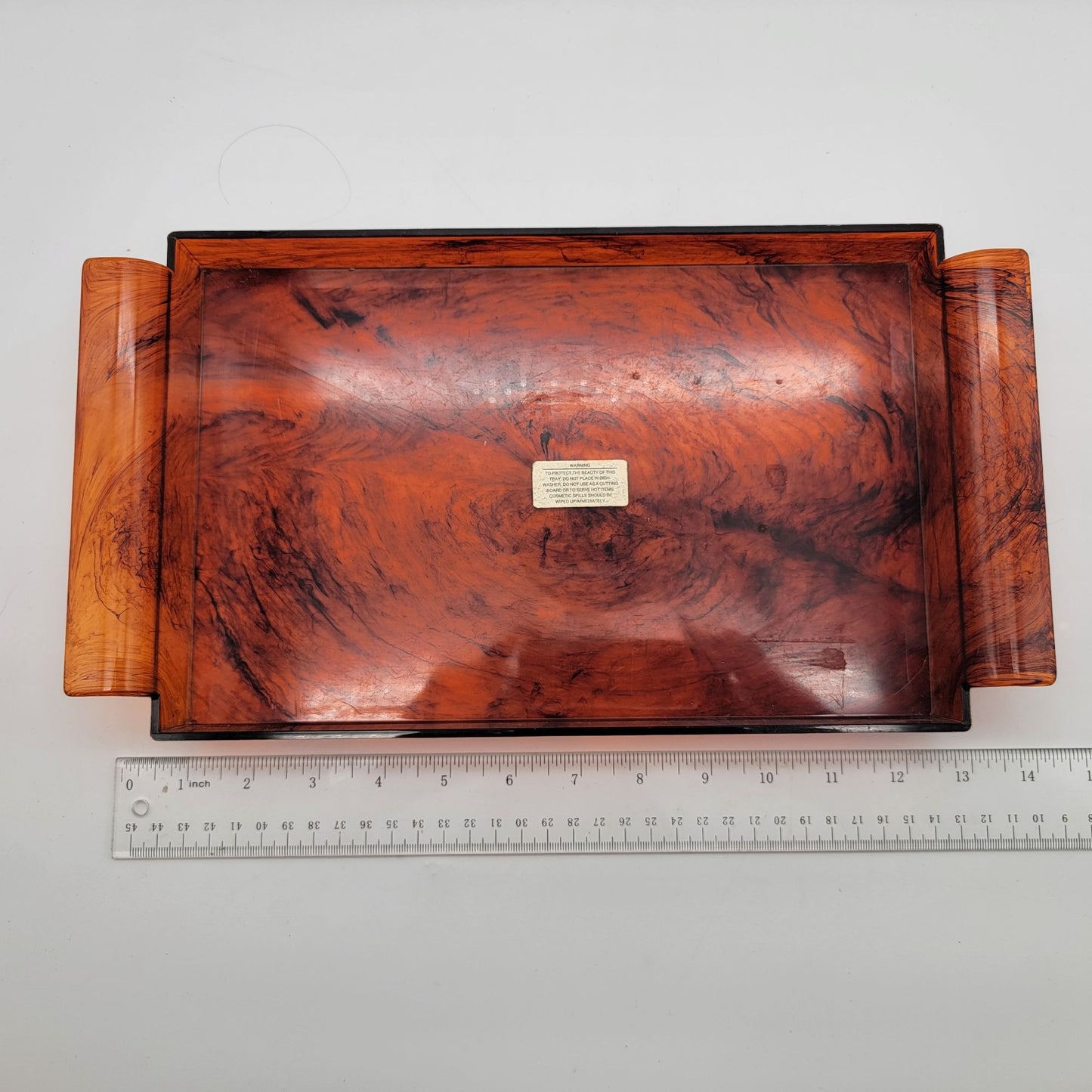 Hollywood Regency Faux Tortoiseshell Lucite Serving Tray