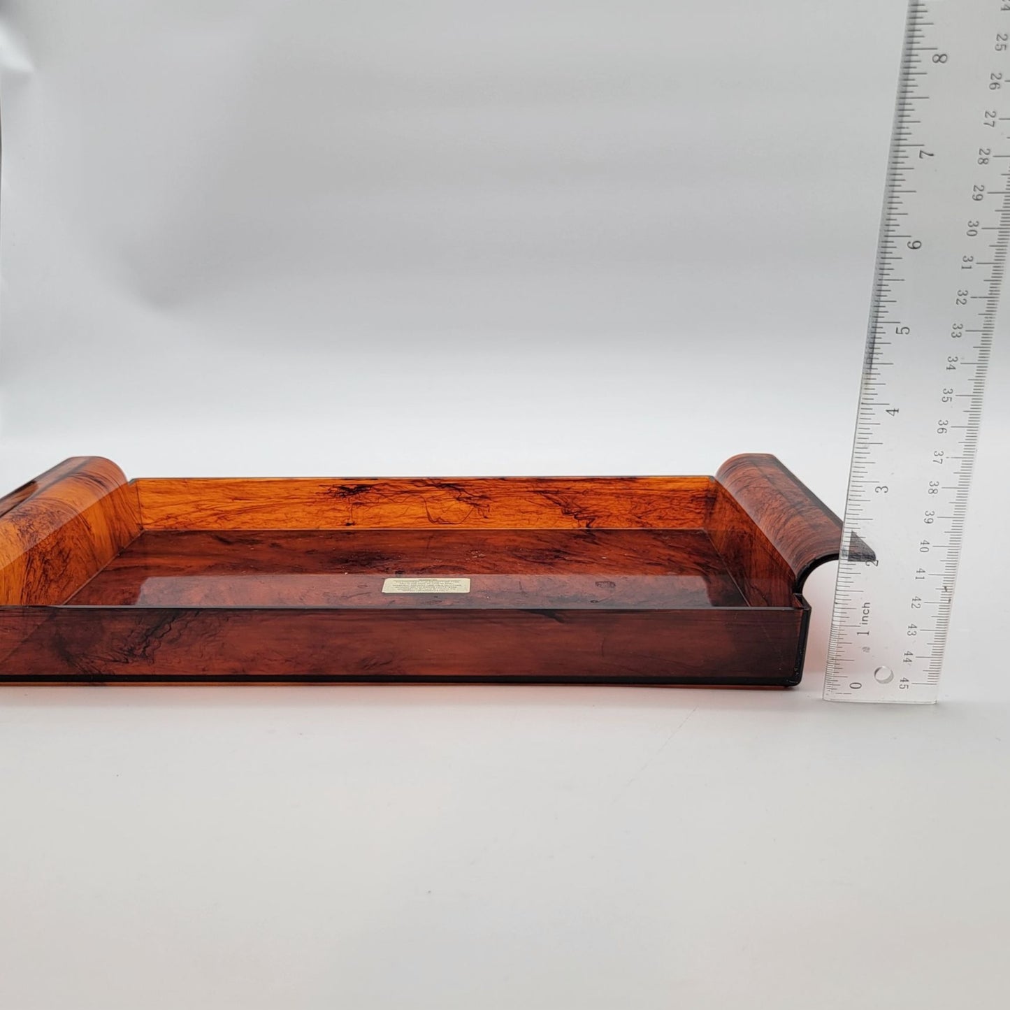 Hollywood Regency Faux Tortoiseshell Lucite Serving Tray