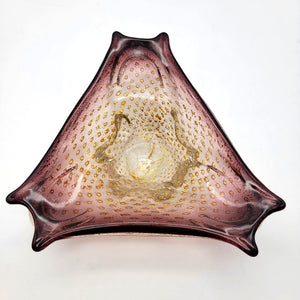 Mid Century Murano Glass Sommerso Bullicante Aventurine Trianglular Ashtray