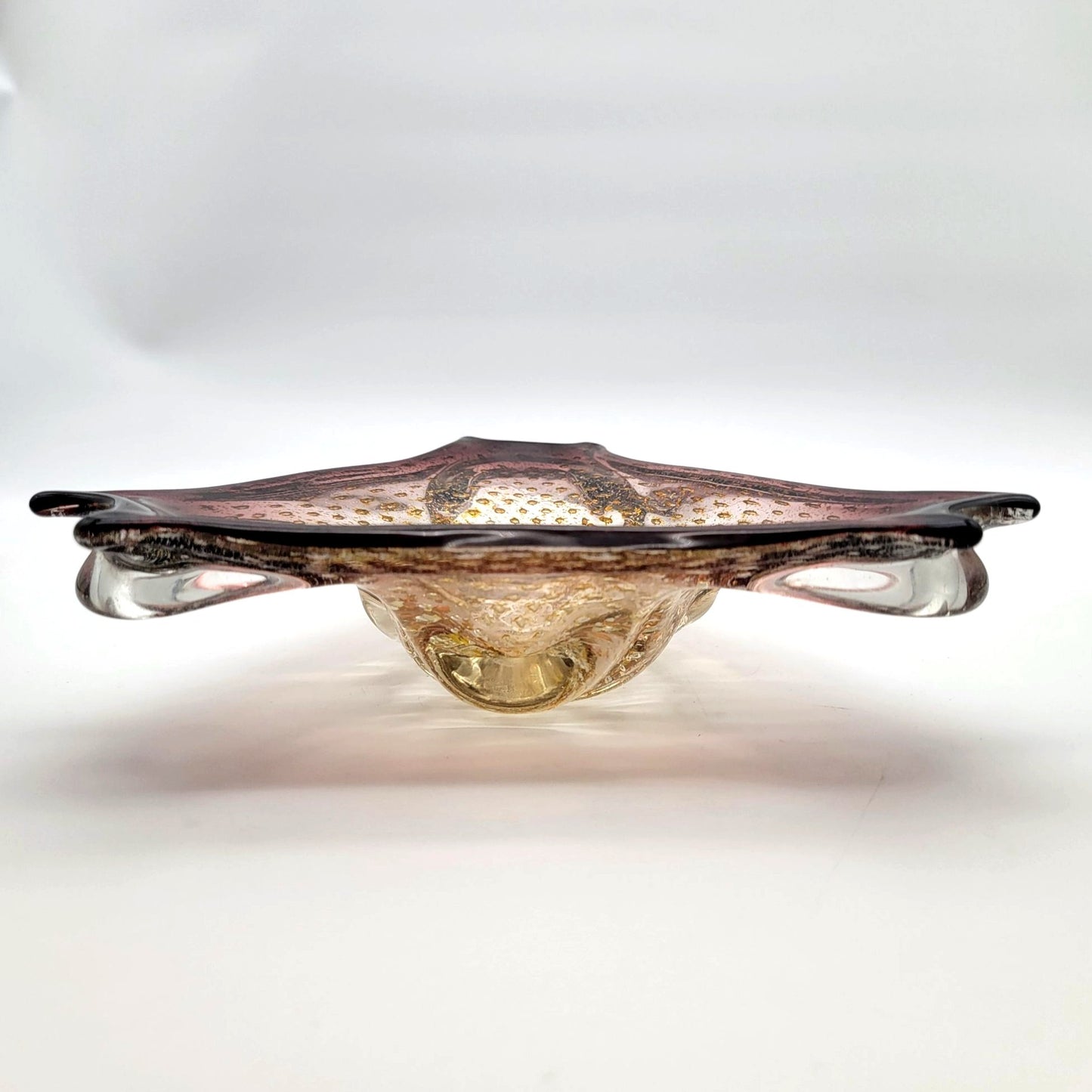 Mid Century Murano Glass Sommerso Bullicante Aventurine Trianglular Ashtray