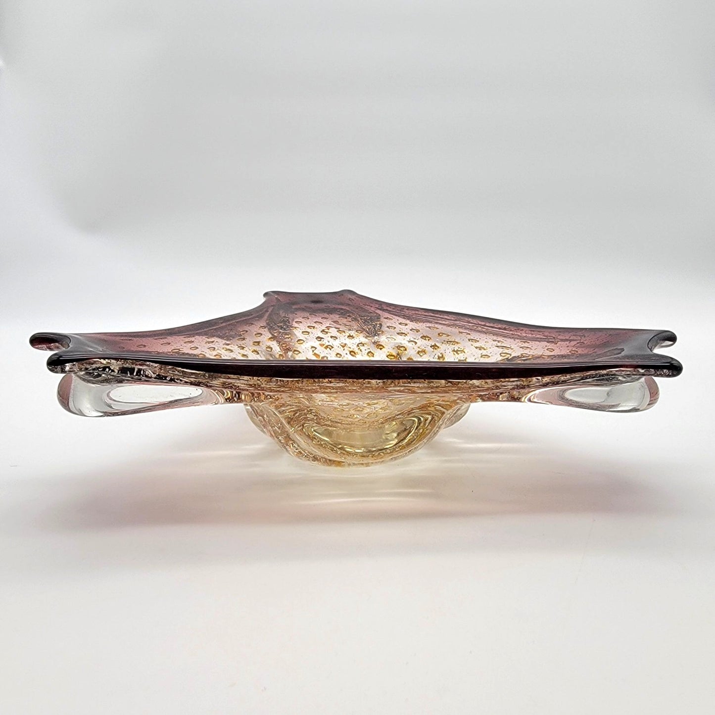 Mid Century Murano Glass Sommerso Bullicante Aventurine Trianglular Ashtray