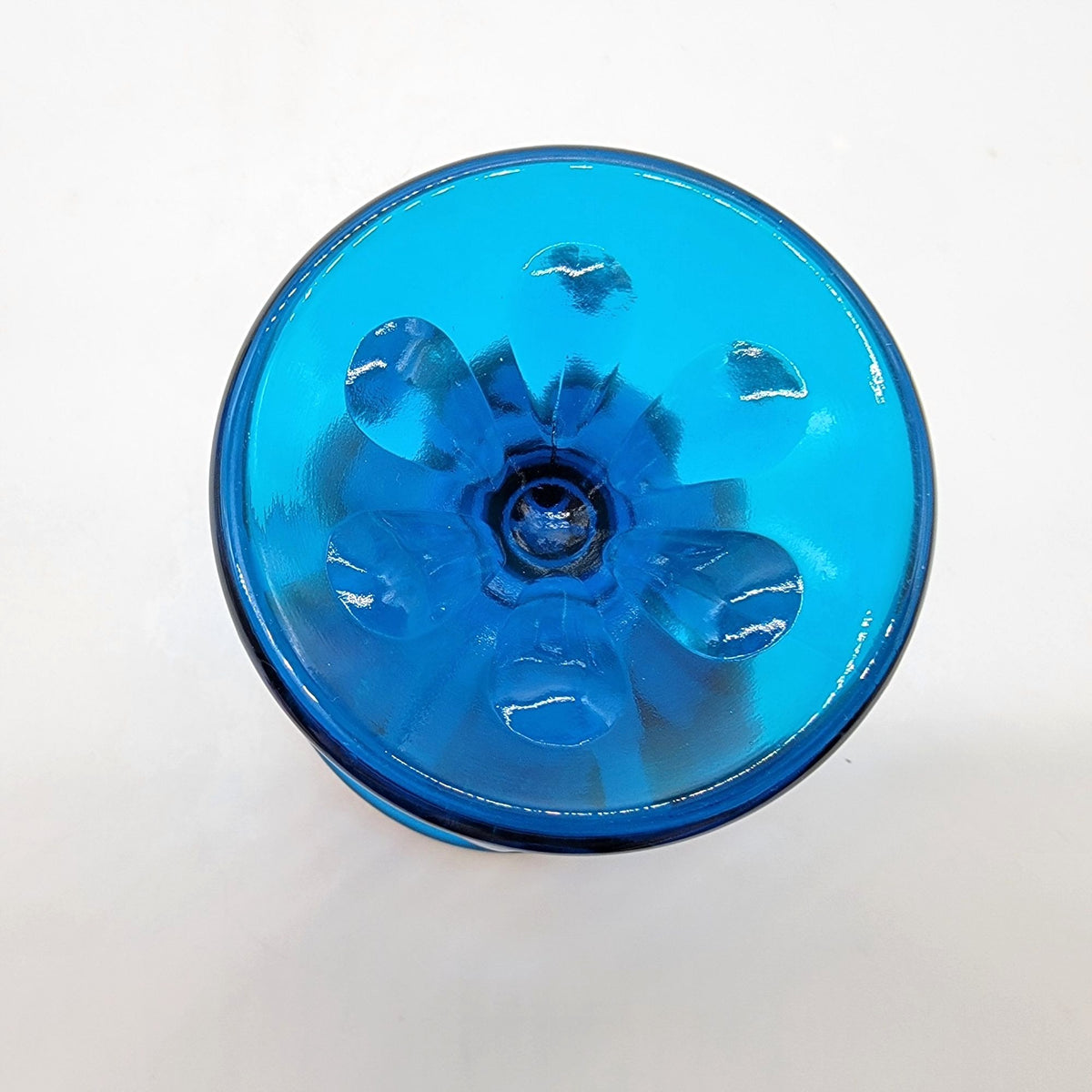 1960s Viking Glass Bluenique 6-Petal Footed Compote Bowl
