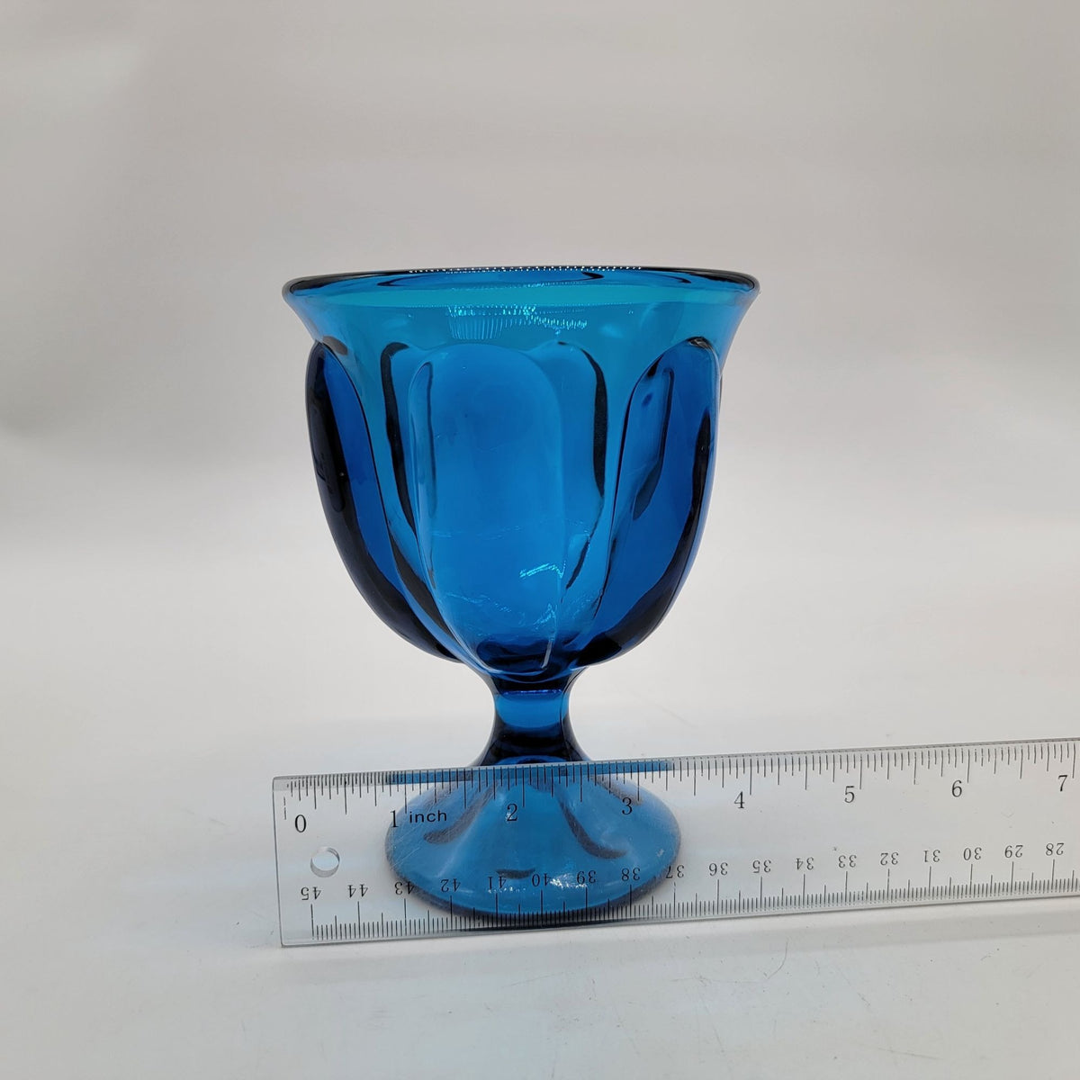 1960s Viking Glass Bluenique 6-Petal Footed Compote Bowl