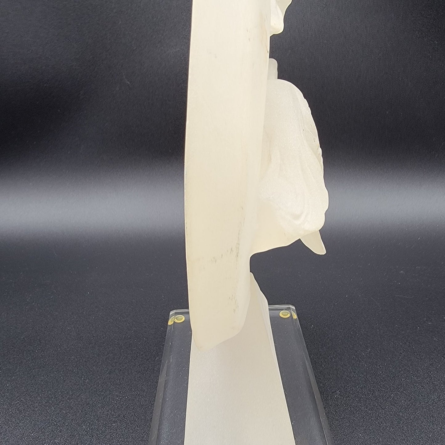 Vintage Frosted Lucite Geese In Flight Moon Sculpture With Clear Base