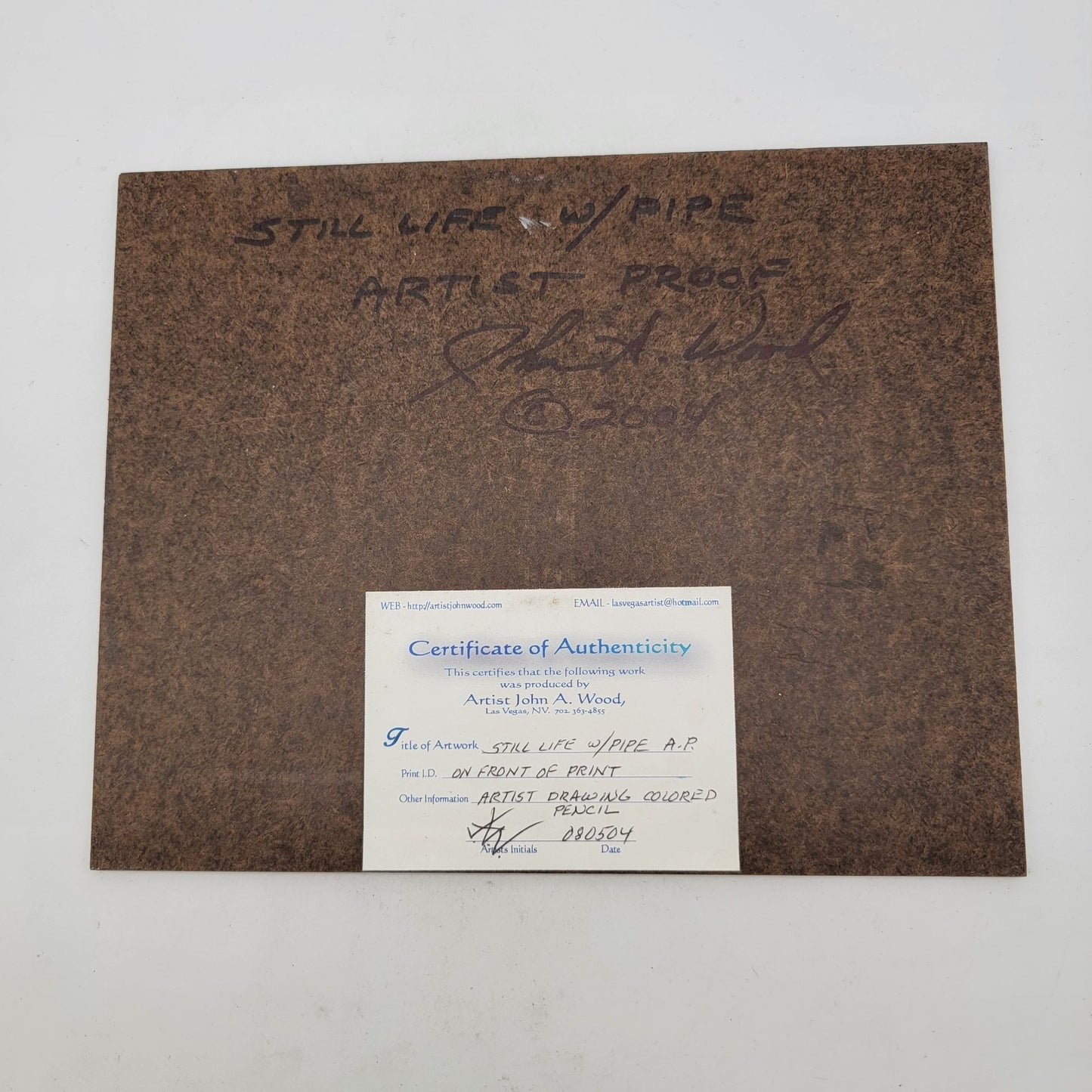 "Still Life W/Pipe" Artists Proof 002/250 By John A. Wood Giclee Print Canvas On Claybord 8" x 10" 2004