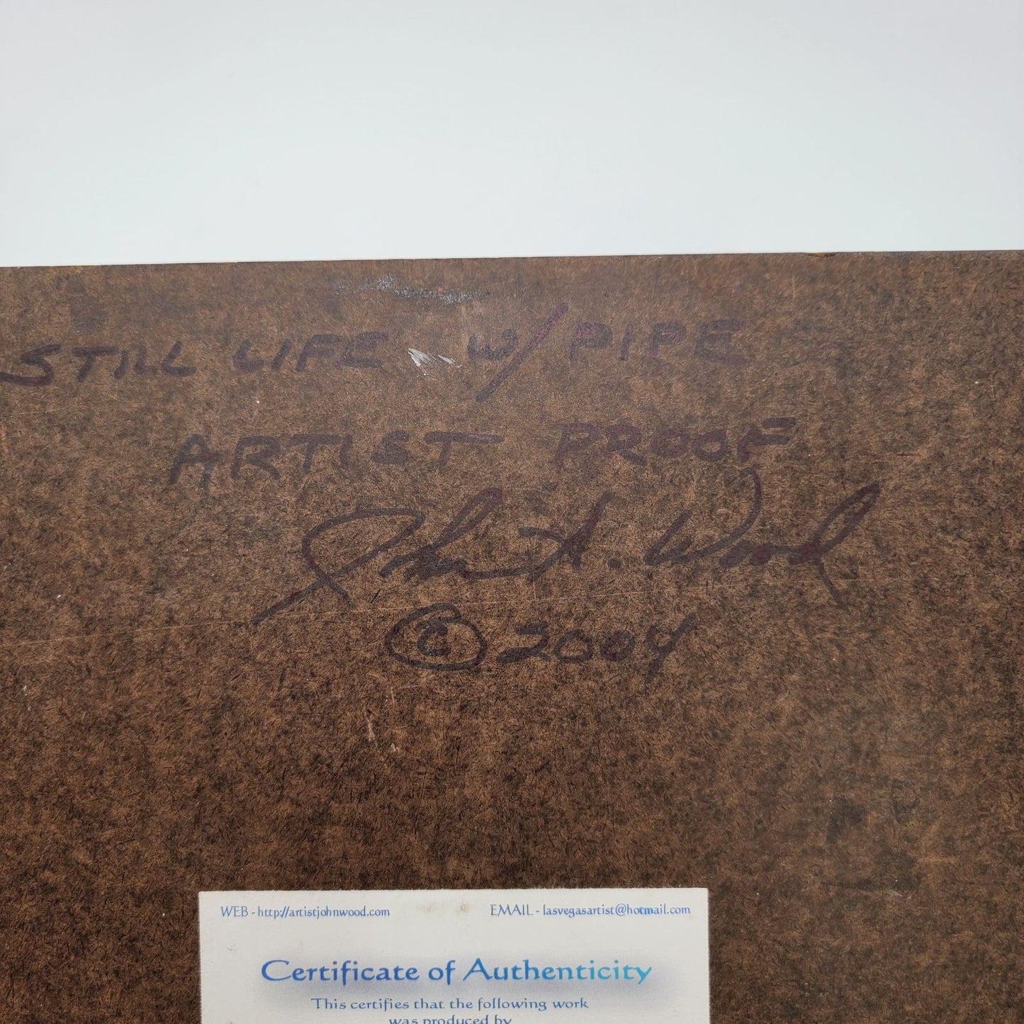 "Still Life W/Pipe" Artists Proof 002/250 By John A. Wood Giclee Print Canvas On Claybord 8" x 10" 2004