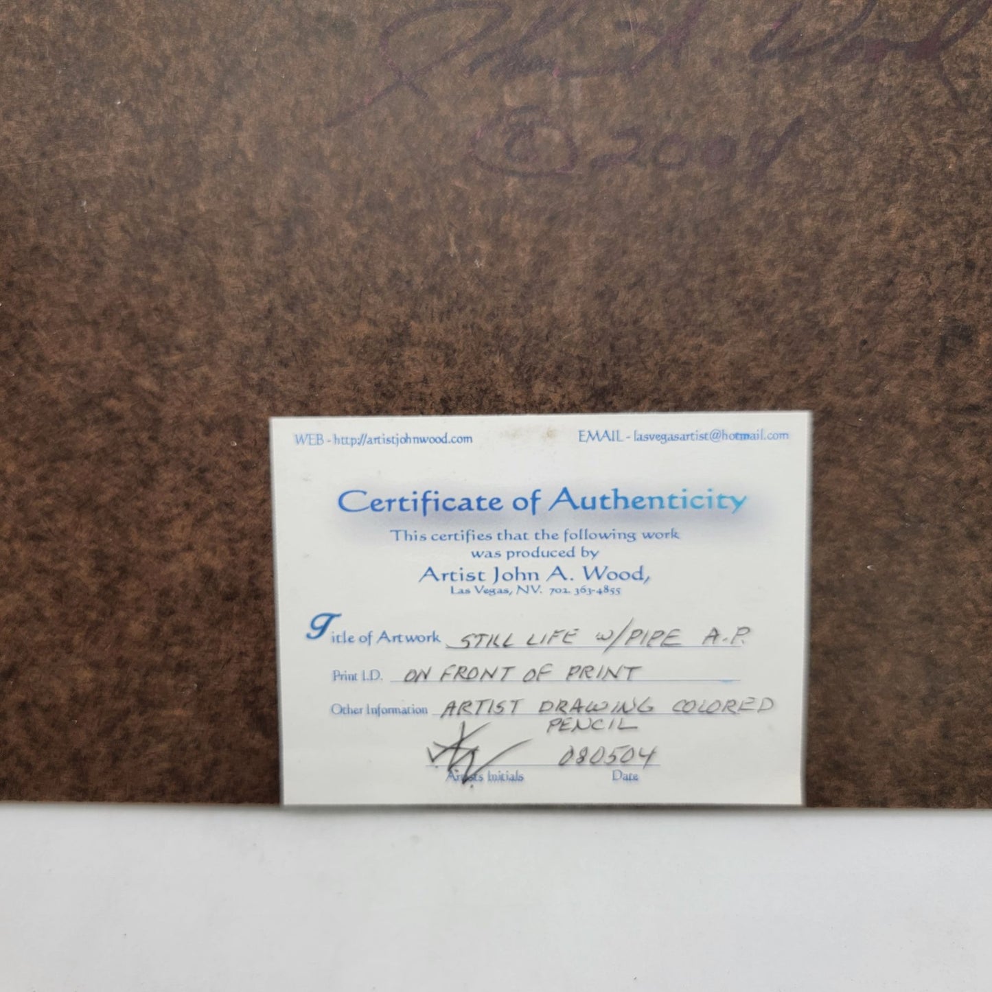 "Still Life W/Pipe" Artists Proof 002/250 By John A. Wood Giclee Print Canvas On Claybord 8" x 10" 2004